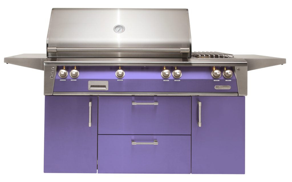 Alfresco - 56" ALXE Luxury Deluxe Grill On Cart - Freestanding - Blue Lilac