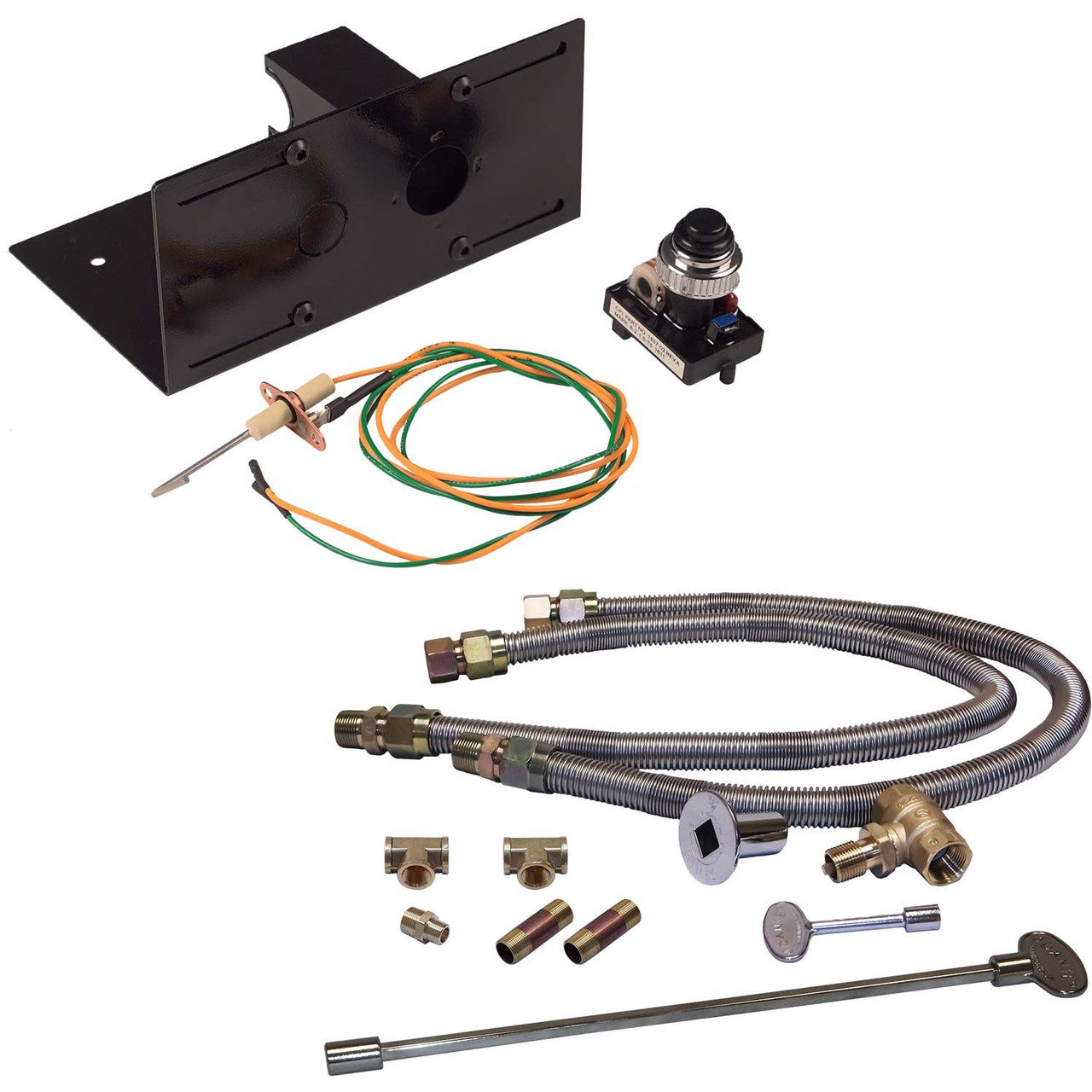 Warming Trends PBIK3.0MBRFK2 Push Button Spark Ignition Kit with Mounting Bracket & 3/4-Inch Double Flex Line Kit