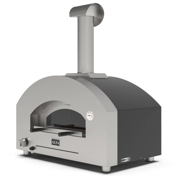 Alfa Pizza Oven - Futuro 2 Pizze Hybrid Gas-Fired In Silver Black - FXFT-2P-MSB-U