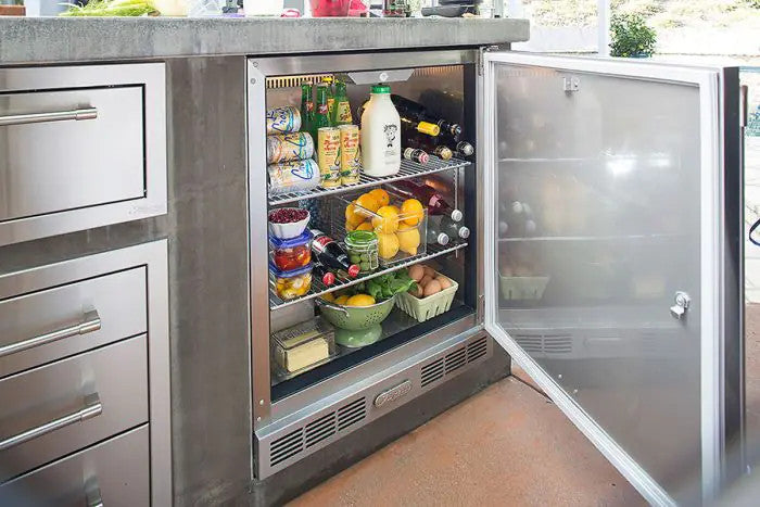Alfresco 28-Inch 7.2 Cu. Ft. Outdoor Rated Compact Refrigerator & Kegerator - Carmine Red-Gloss