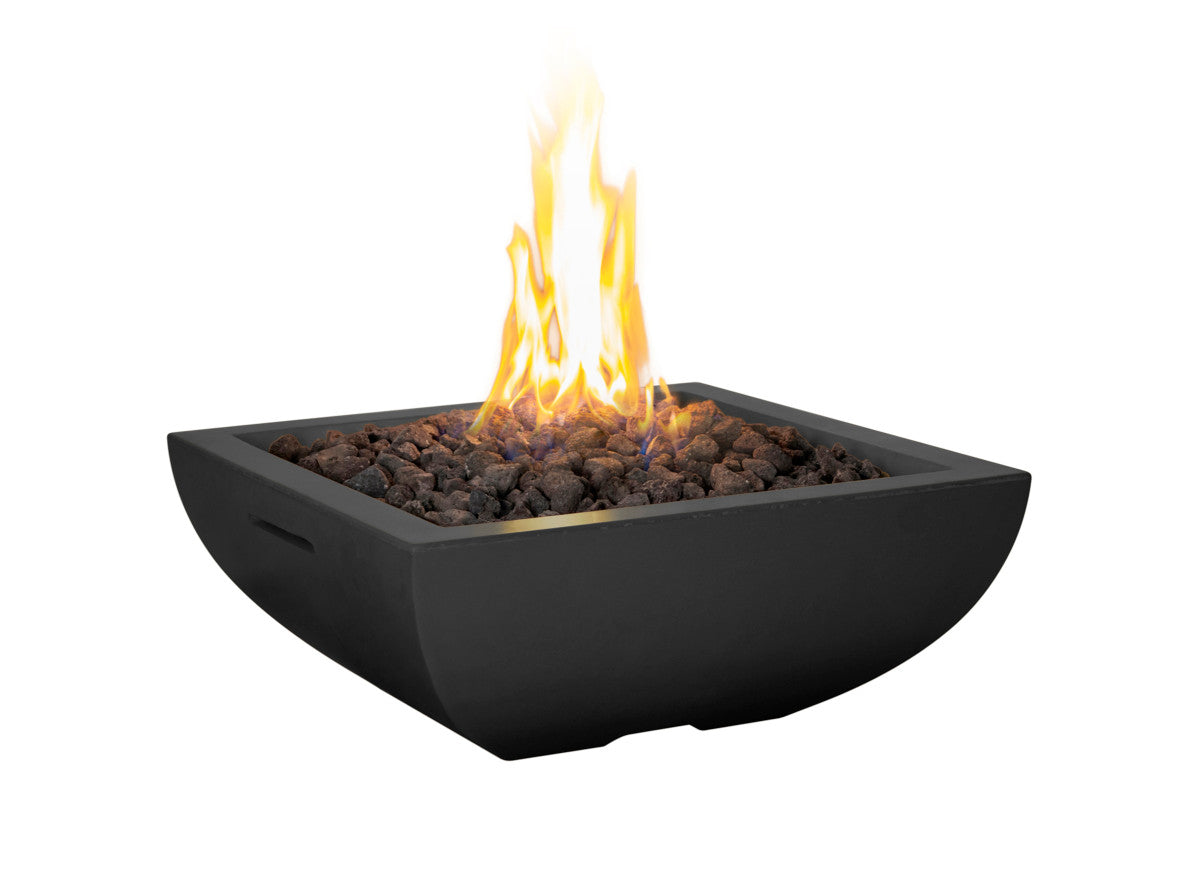 American Fyre Designs - Bordeaux Petite Square Fire Bowl - Black Lava color