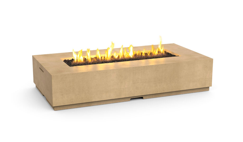 American Fyre Designs - Legend Long - Lounge Height Firetable - Café Blanco color