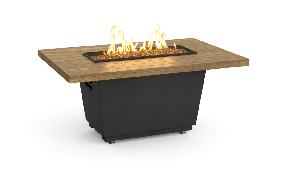 American Fyre Designs - Reclaimed Wood Cosmopolitan Rectangle - Chat Height Firetable - French Barrel Oak