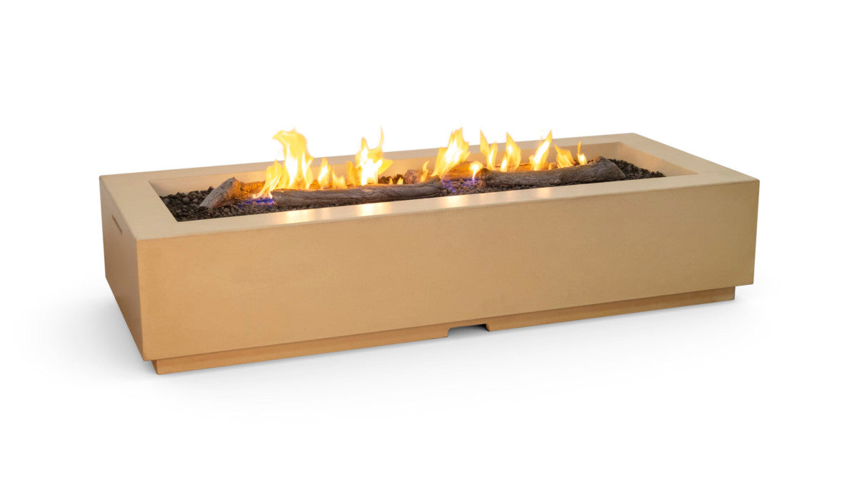 American Fyre Designs - Louvre Long Rectangle Fire Pit - Café Blanco