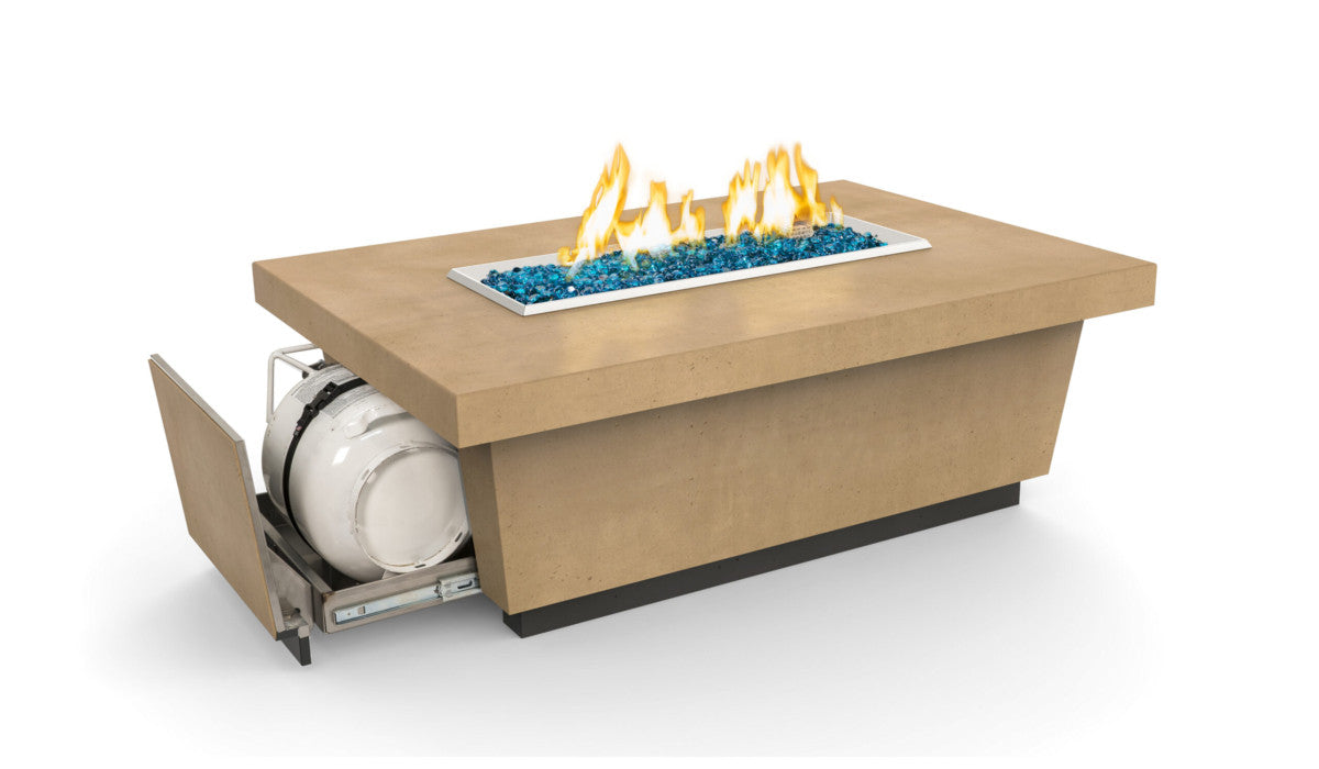 American Fyre Designs - Contempo LP Select - Lounge Height Firetable - Café Blanco color