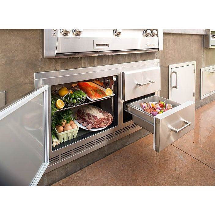 Alfresco 42'' Built-In Under Grill Refrigerator - Carmine Red-Gloss