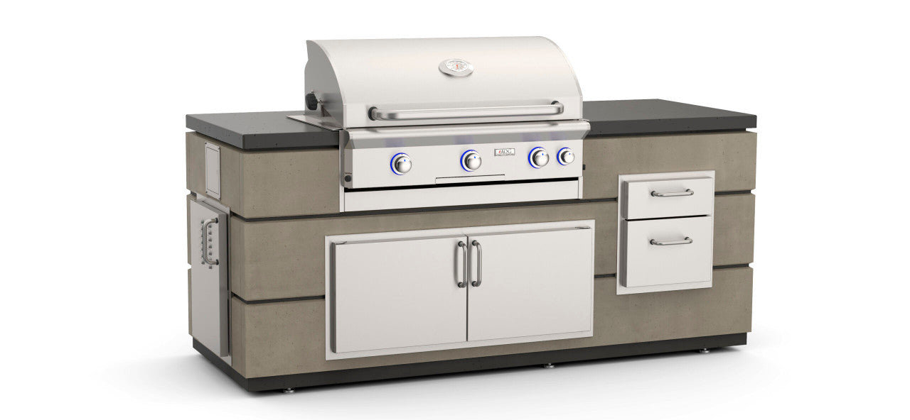 AOG - 35” x 82” Contemporary Pre-Fab Island with Double Drawer Cut-out - Custom BBQ Island