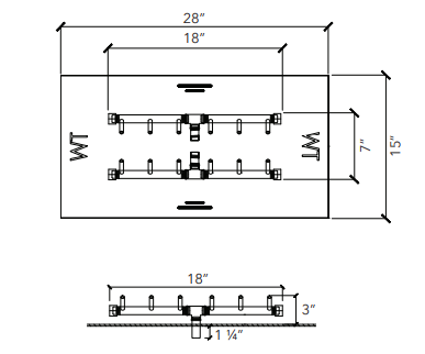 Crossfire 120K BTU H-Style Brass Burner - CFBH120 - Rectangular Opening