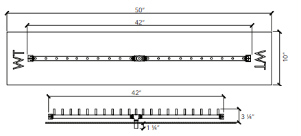 Crossfire 210K BTU Linear Brass Burner - CFBL210 - Rectangular Opening