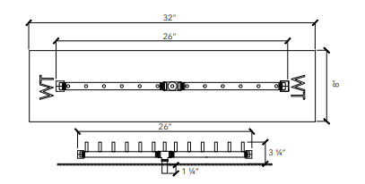 Crossfire 130K BTU Linear Brass Burner - CFBL130 - Rectangular Opening