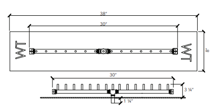Crossfire 150K BTU Linear Brass Burner - CFBL150 - Rectangular Opening