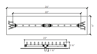 Crossfire 110K BTU Linear Brass Burner - CFBL110 - Rectangular Opening