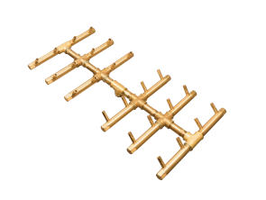 Crossfire 240K BTU Double Tree-Style Brass Burner - CFBDT240 - Rectangular Opening