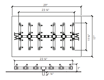 Crossfire 240K BTU Double Tree-Style Brass Burner - CFBDT240 - Rectangular Opening