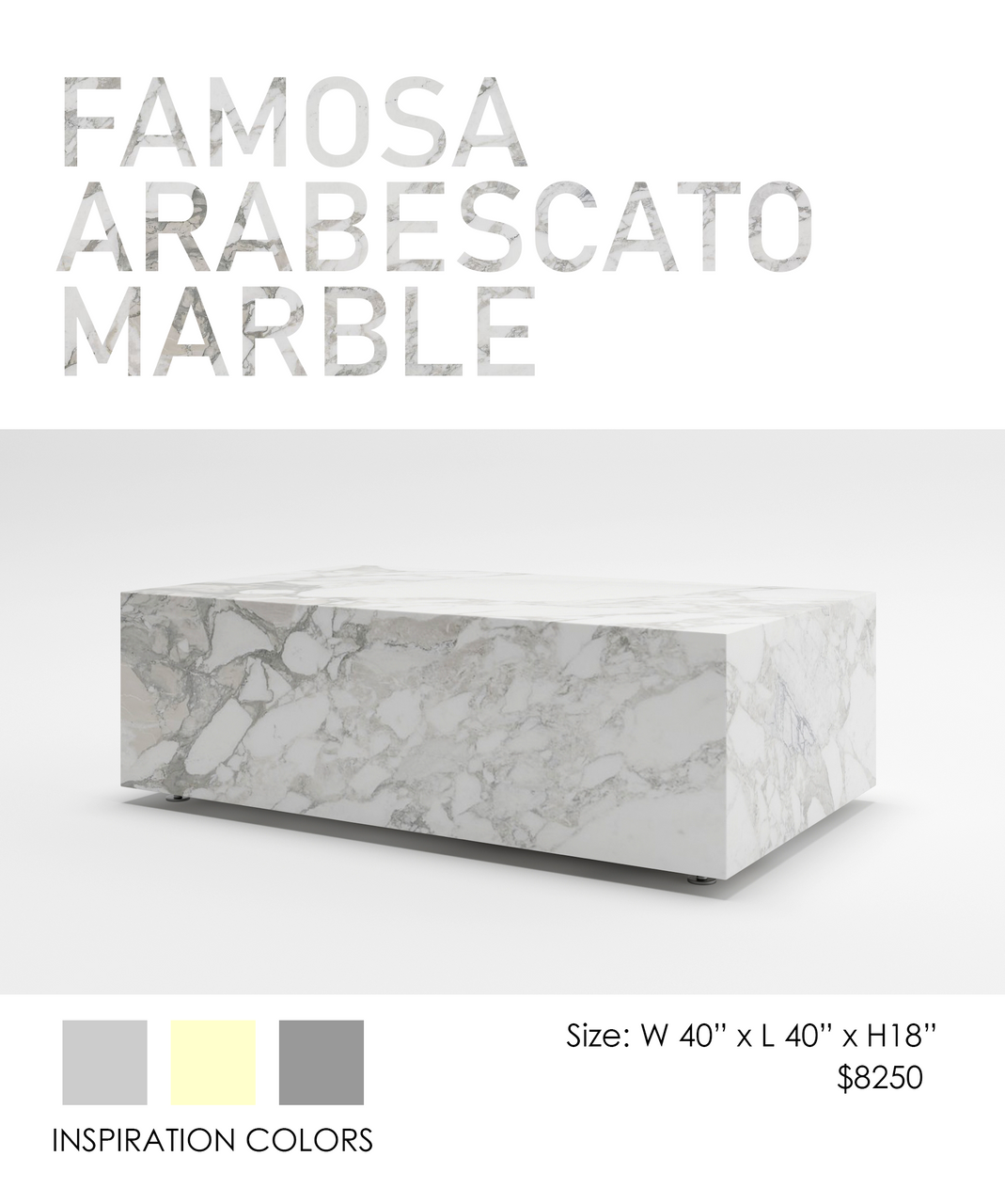 COOKE Famosa - Rectangular Table - Arabescato Marble