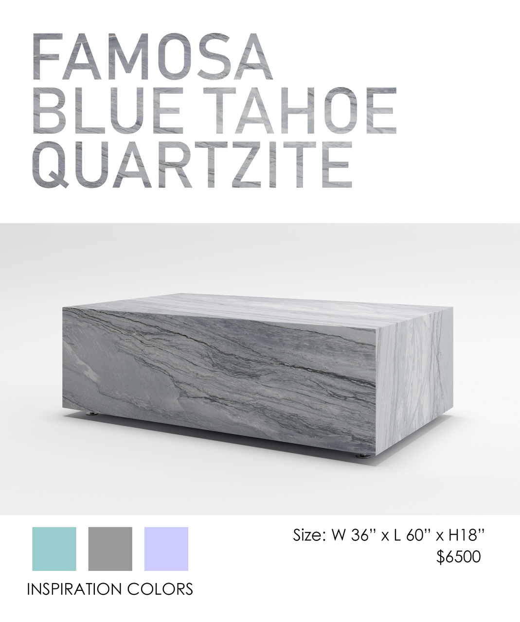 COOKE Famosa - Rectangular Table - Blue Tahoe Quartzite