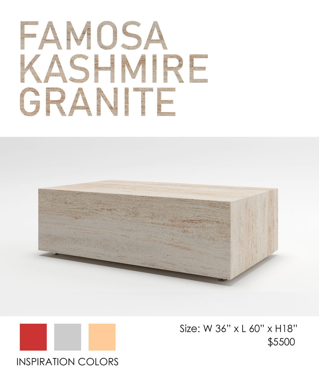 COOKE Famosa - Rectangular Table  - Kashmire Cream Granite