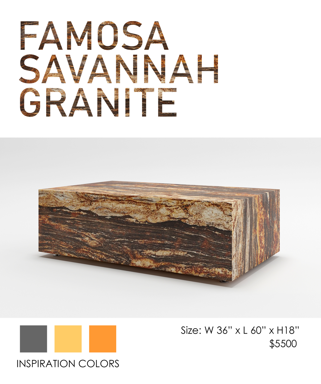 COOKE Famosa - Rectangular Table - Savannah Granite