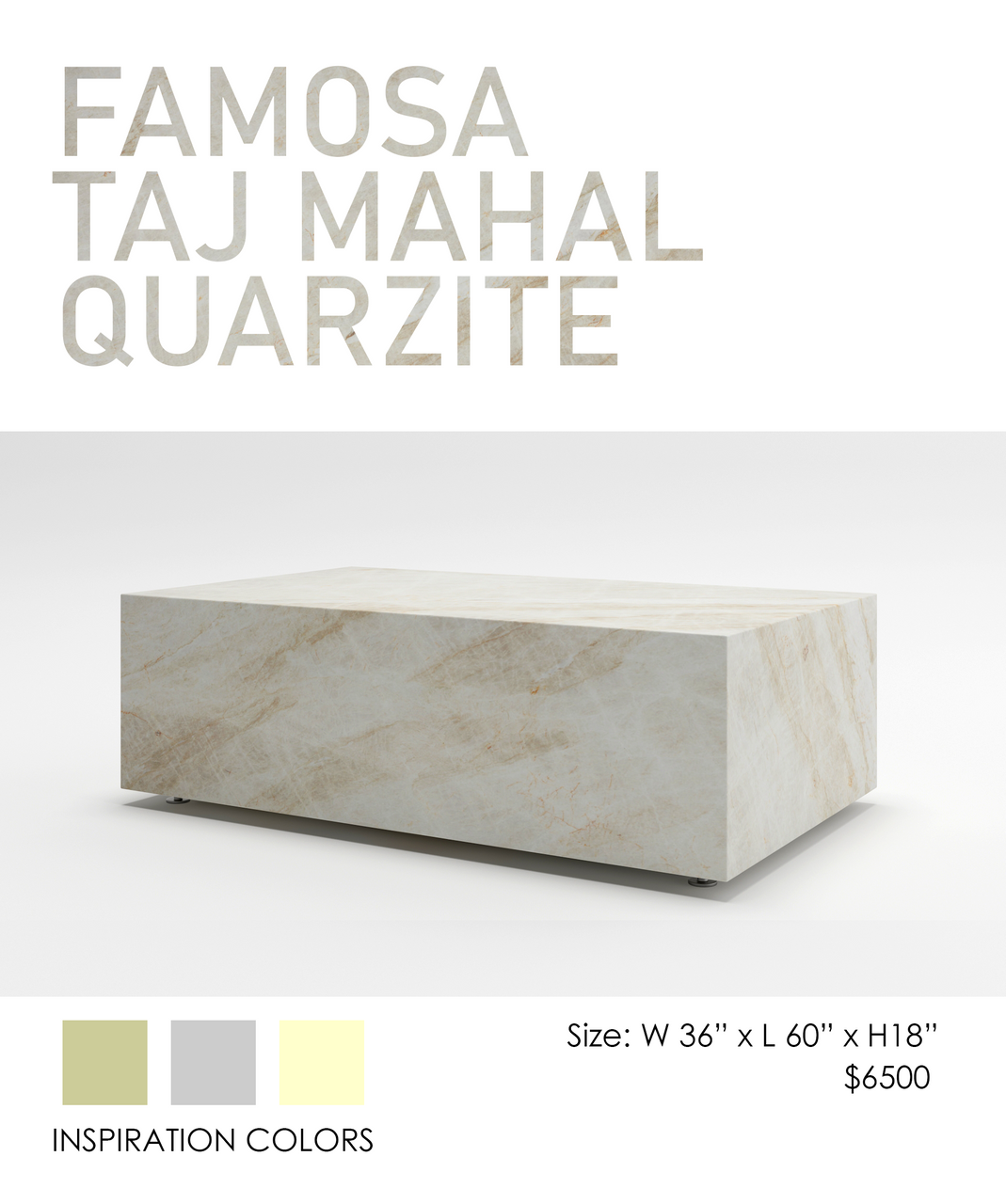 COOKE Famosa - Rectangular Table - Taj Mahal Quartzite