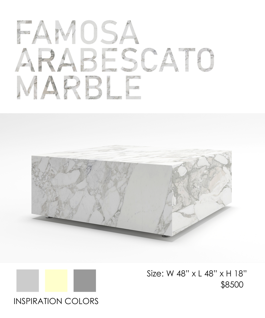 COOKE Famosa - Square Table - Arabescato Marble
