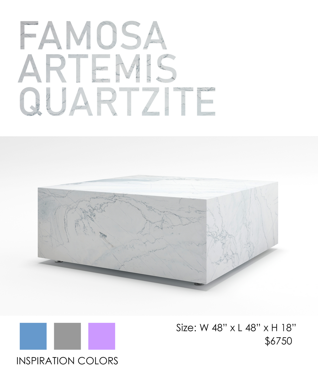 COOKE Famosa - Square Table - Artemis Quartzite