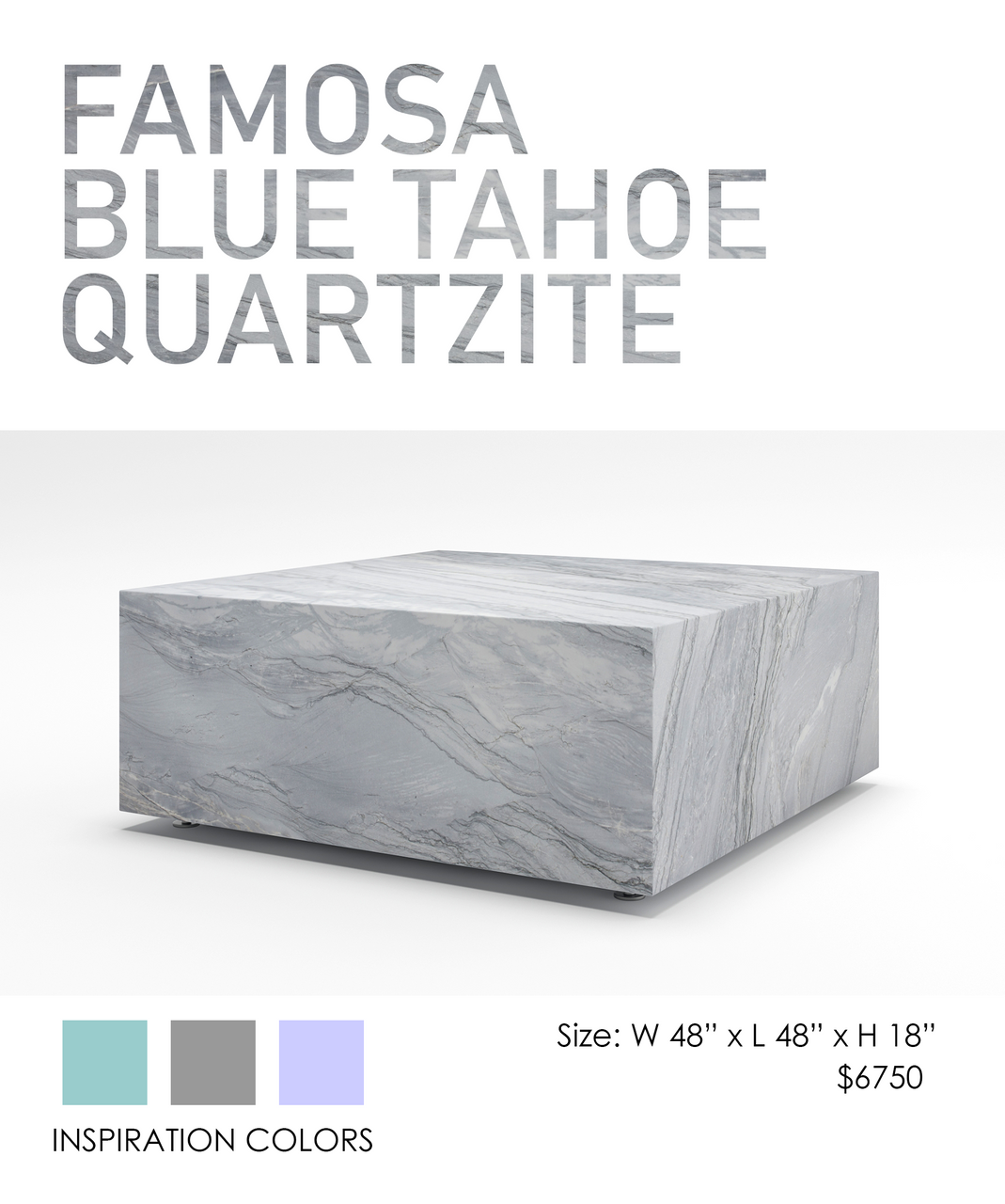 COOKE Famosa - Square Table - Blue Tahoe Quartzite