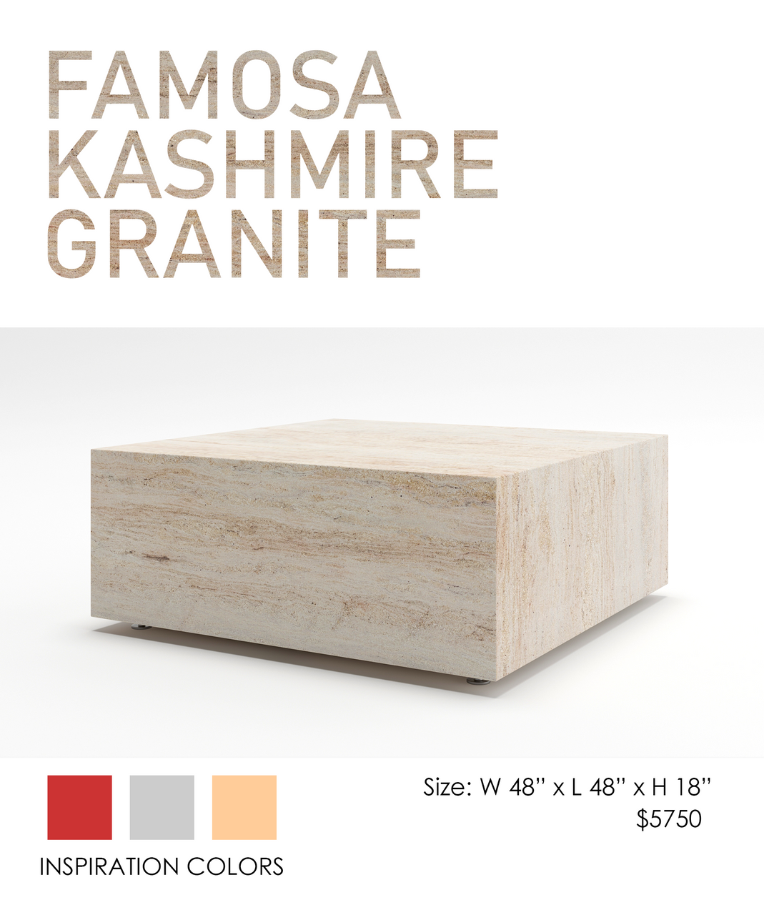 COOKE Famosa - Square Table  - Kashmire Cream Granite