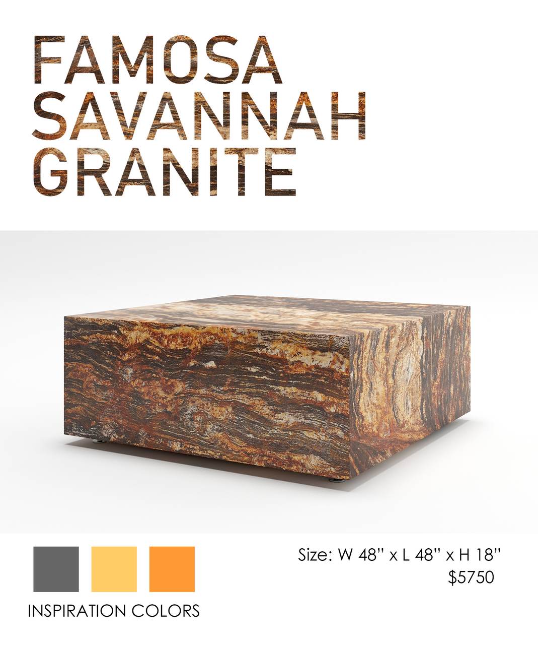 COOKE Famosa - Square Table - Savannah Granite