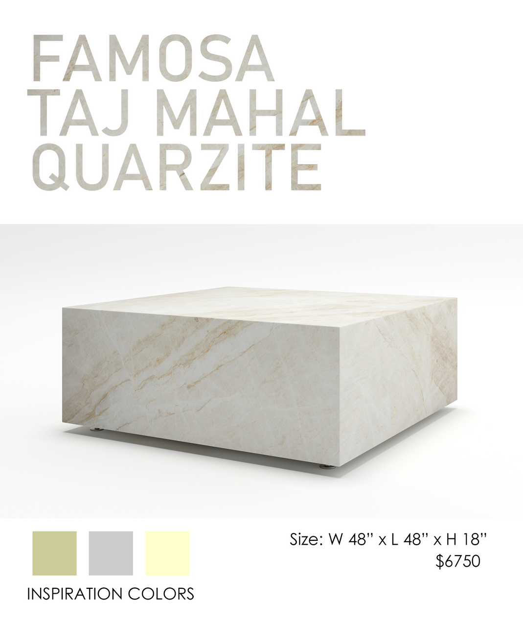 COOKE Famosa - Square Table - Taj Mahal Quartzite