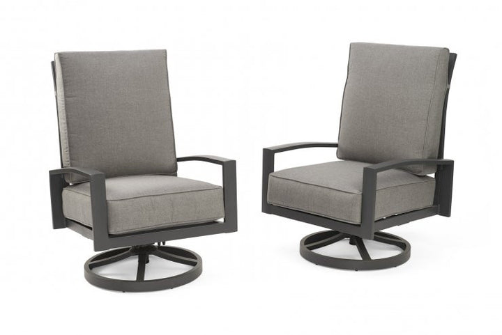 Outdoor Greatroom Cast Slate Lyndale Highback Swivel Rocking Chairs  with Lumbar Cushion