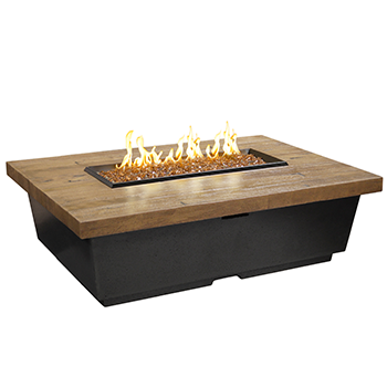 American Fyre Designs - Reclaimed Wood Contempo Rectangle - Lounge Height Firetable - French Barrel Oak