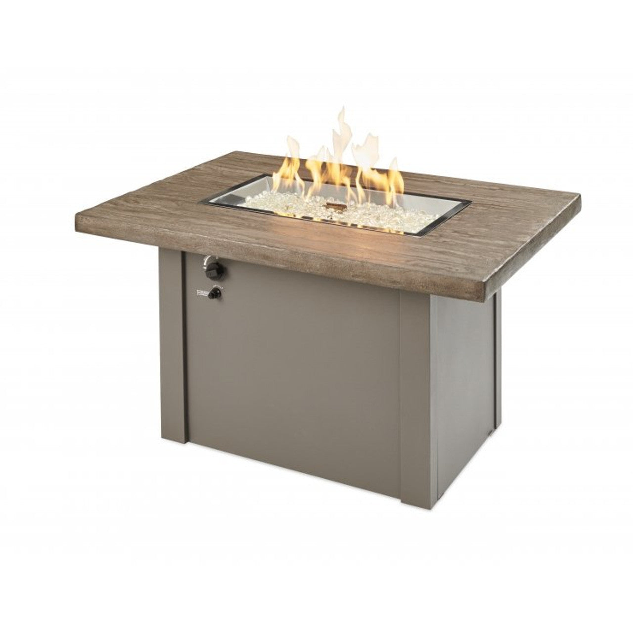 Outdoor Greatroom - Driftwood Havenwood Rectangular Gas Fire Pit Table with Grey Base