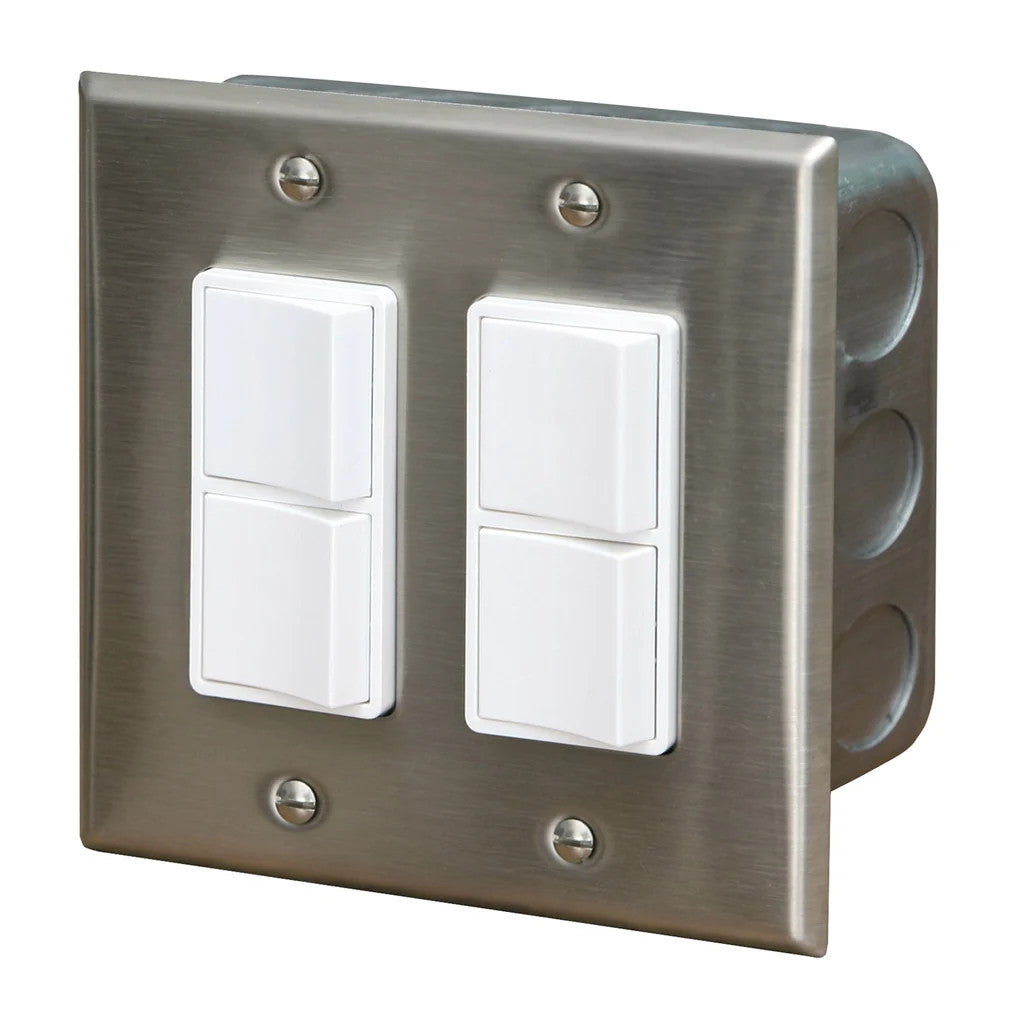Infratech Dual Duplex Switch Wall Plate & Gang Box 20 Amp Per Pole