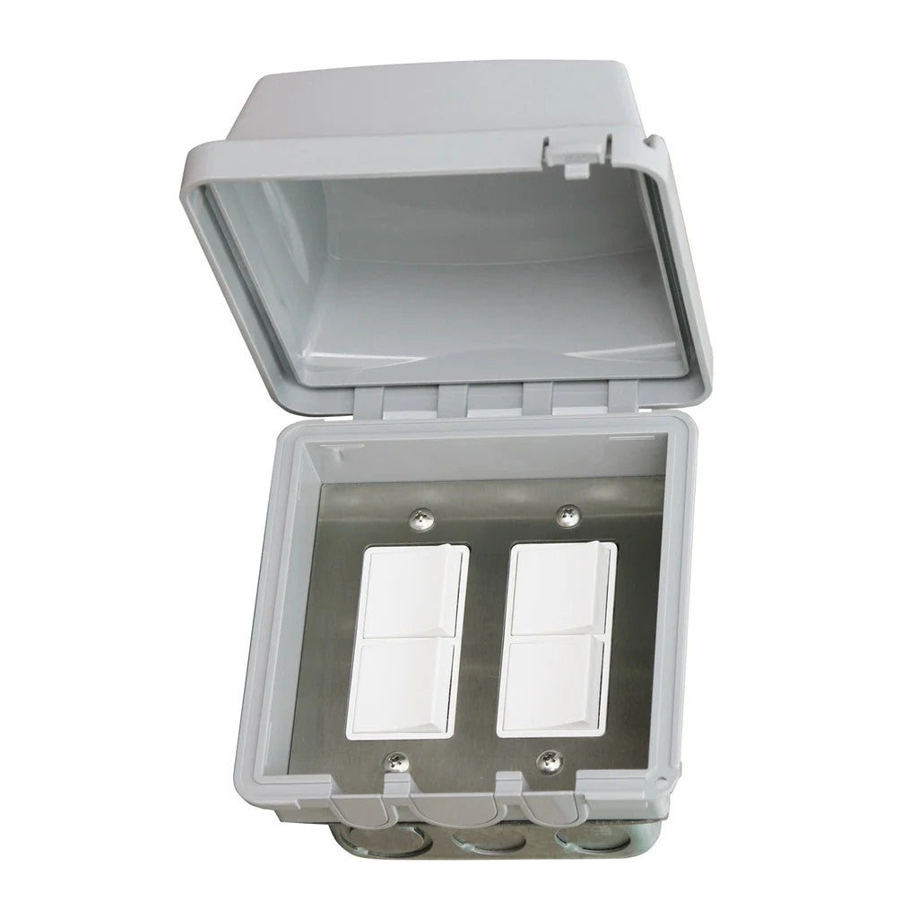 Infratech Dual Duplex Switch Flush Mount & Gang Box 20 Amp Per Pole