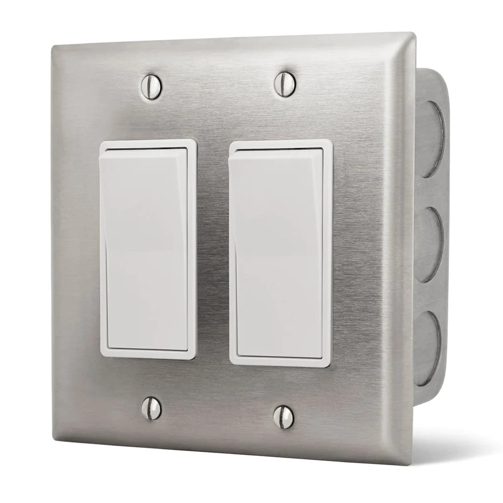 Infratech | Dual On/Off Switch Wall Plate & Gang Box 20 AMP Per Switch - 14-4405