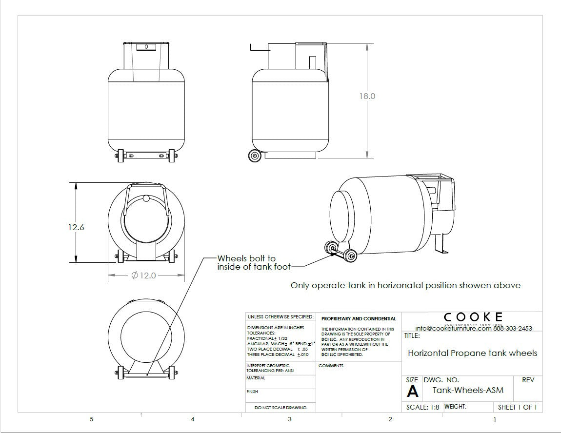 Horizontal Propane tank wheels speck sheet