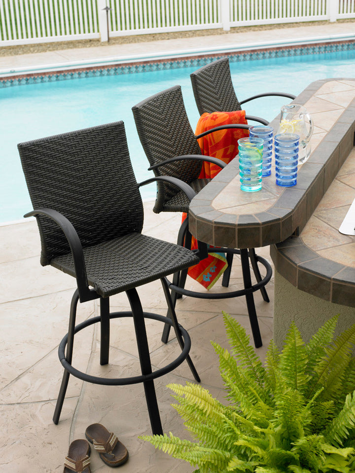 Outdoor Greatroom - Leather Wicker Bar Stool