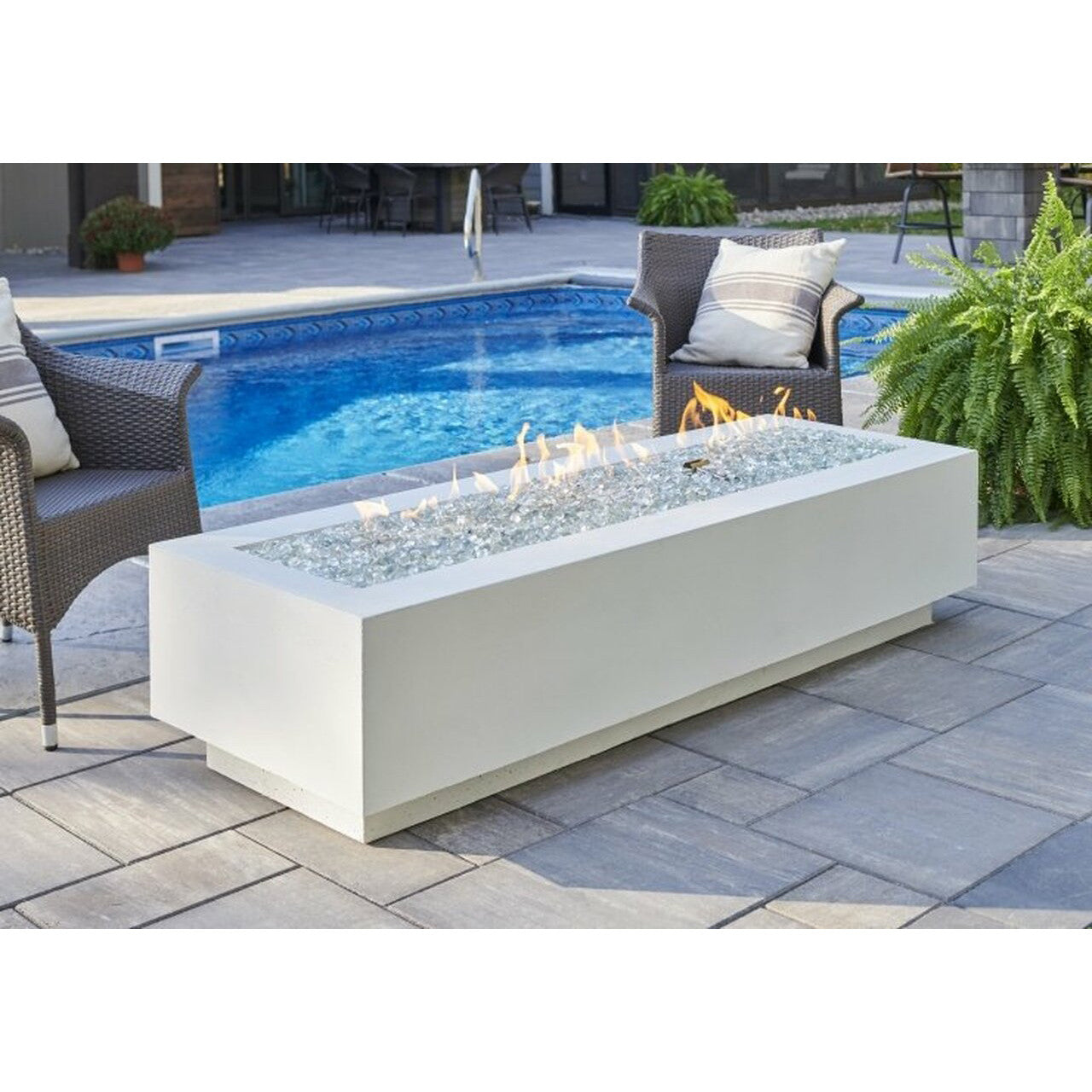 Outdoor Greatroom White Cove 72" Linear Fire Pit Table