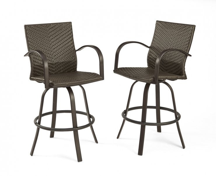 Outdoor Greatroom - Leather Wicker Bar Stool - Set of 2