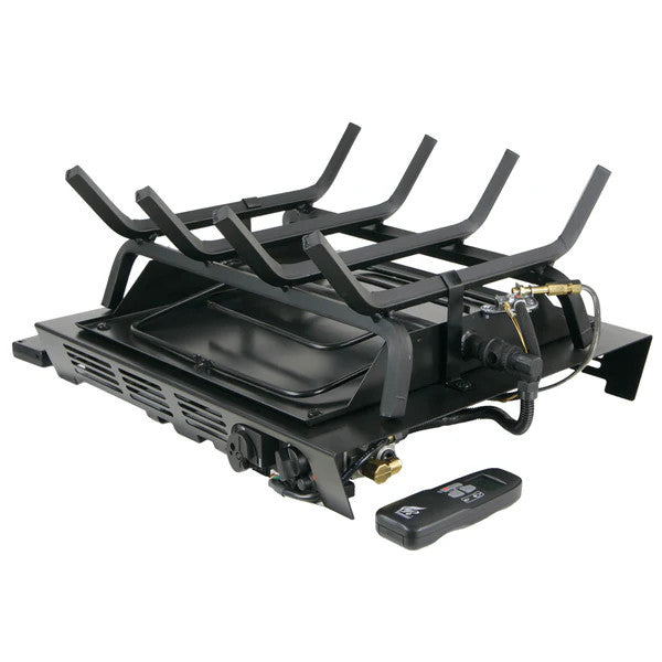 Rasmussen Double Face Custom Embers Pan Vented Burner with Variable Remote Standing Pilot in Valve Vanisher