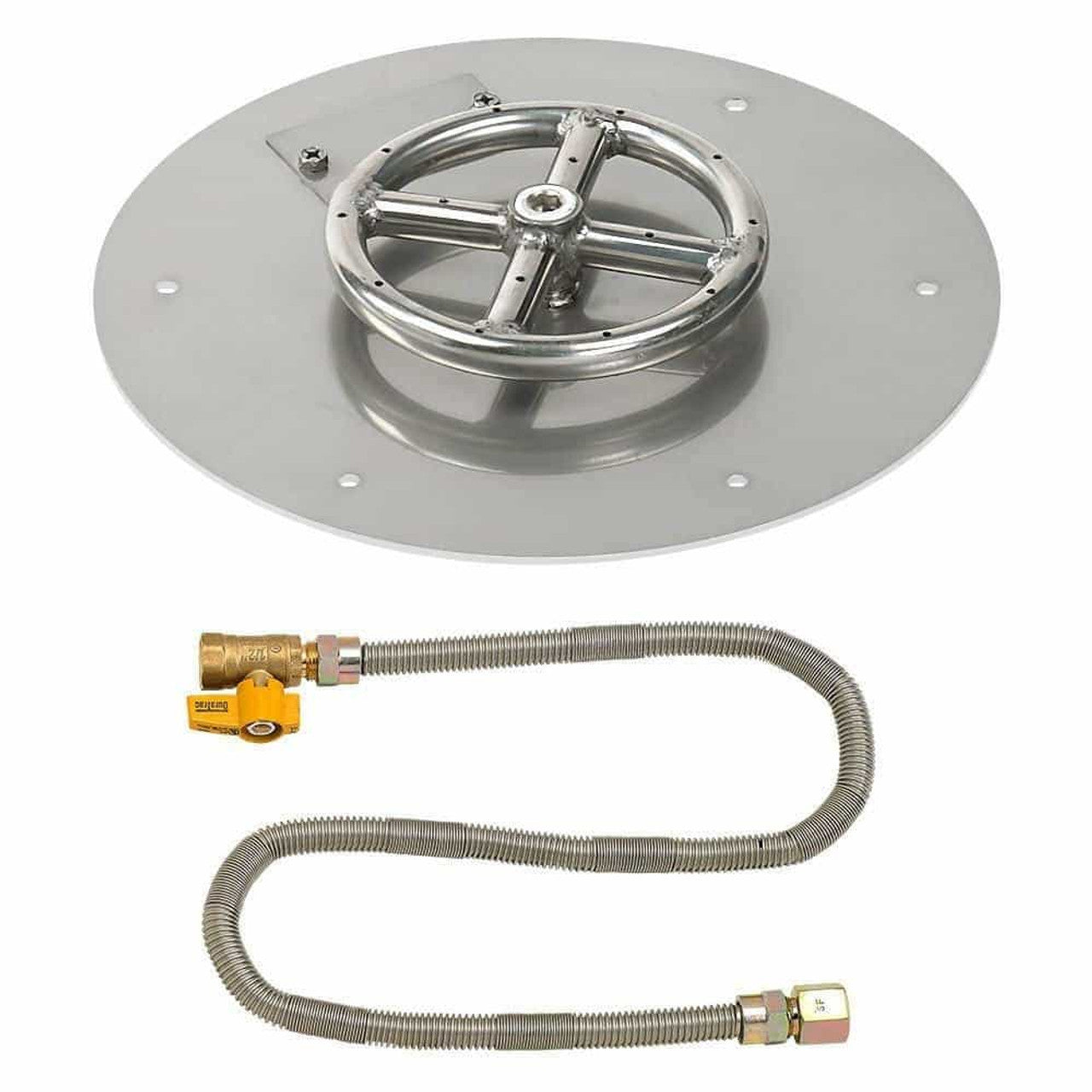 American Fire Glass Round Flat Fire Pit Burner Pan Match Light Kit