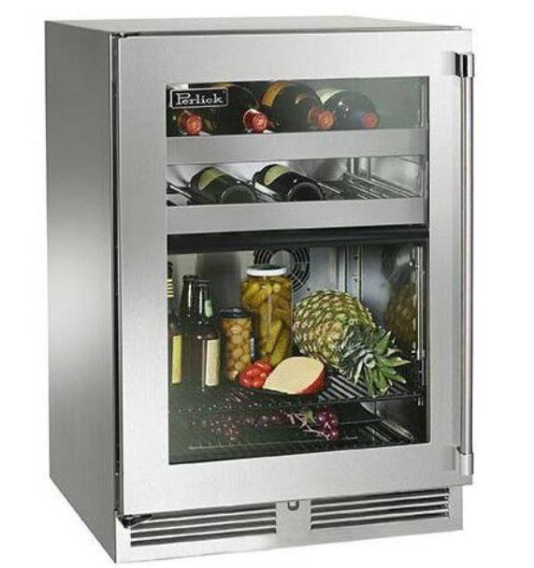 24" Perlick Marine Signature Series Dual Zone Wine/Refrigerator Solid Panel Ready Door - HP24CM-4-2L
