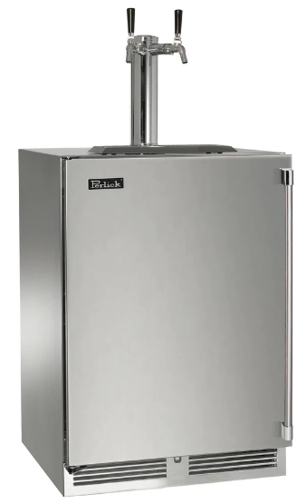 24" Perlick Marine Signature Series Beverage Dispenser With Left Hinged and 2 Faucet - HP24TM-4-1L-2