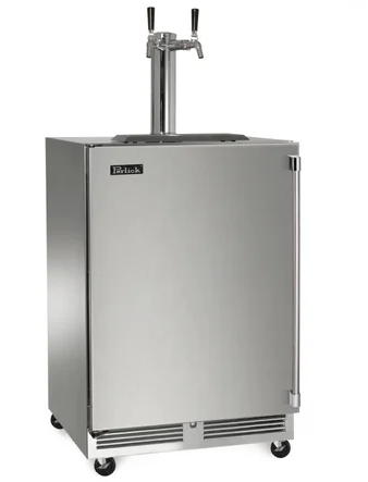 24 Inch Mobile Tap, 2 Faucet Beer and Wine Dispensing Kit with Casters  - HP24TS-2MBW
