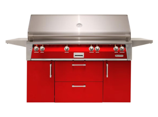 Alfresco 56'' Standard All Grill w/ Cart - Carmine Red-Gloss