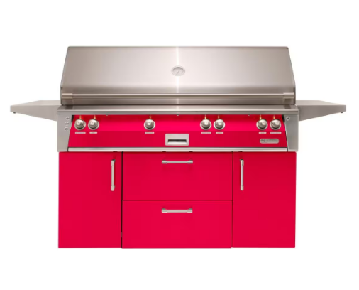 Alfresco 56'' Standard All Grill w/ Cart - Raspberry Red-Gloss