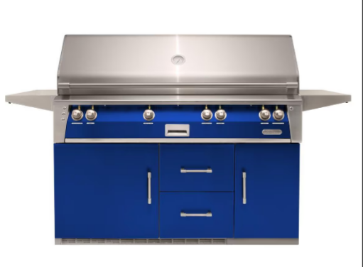 Alfresco 56'' Sear Zone Grill On Refrigerated Base - Ultramarine Blue-Gloss