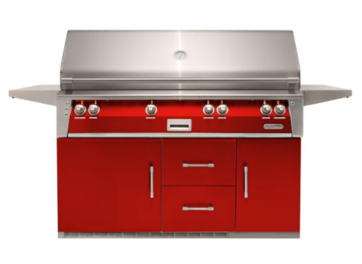 Alfresco 56'' Sear Zone Grill On Refrigerated Base - Carmine Red-Gloss