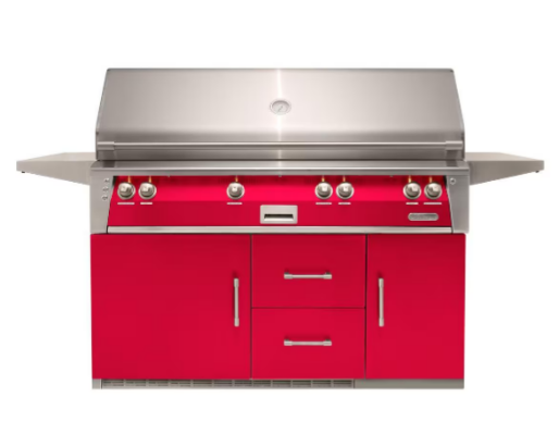 Alfresco 56'' Sear Zone Grill On Refrigerated Base - Raspberry Red-Gloss