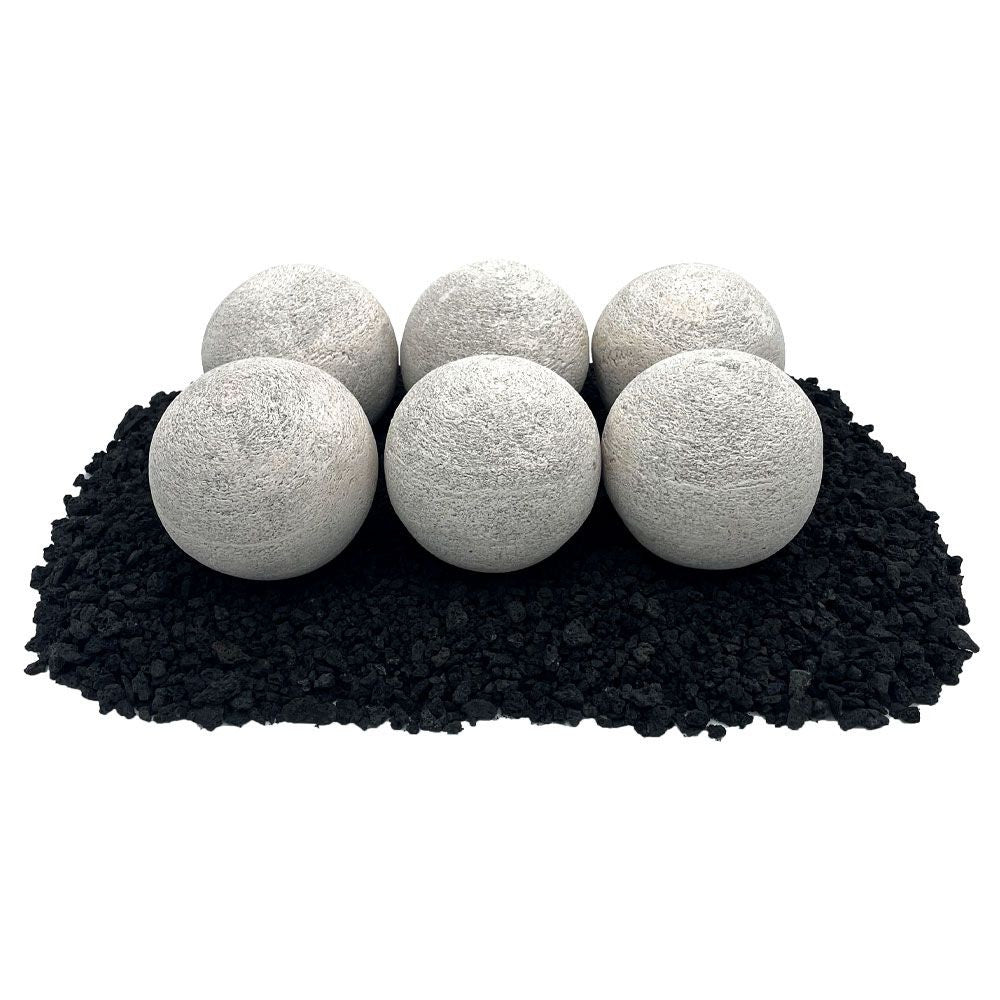 American Fire Glass AFG-FBL-CW Ceramic Lite Stone Balls, Uniform 4" Set of 6, Cottage White